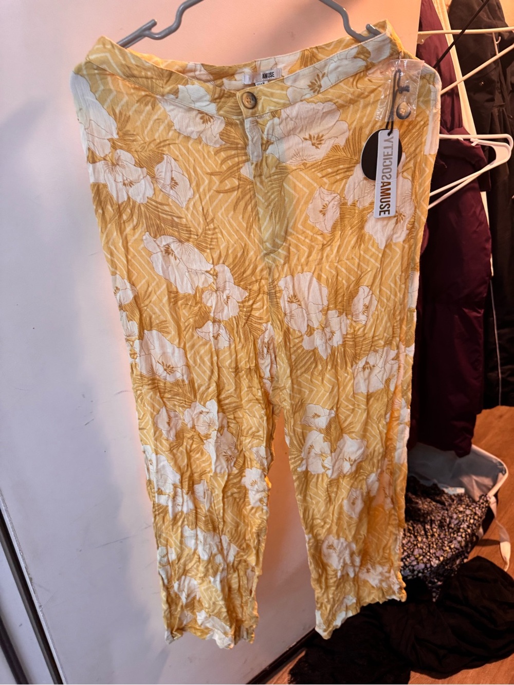 Yellow & White Floral Lightweight Pants